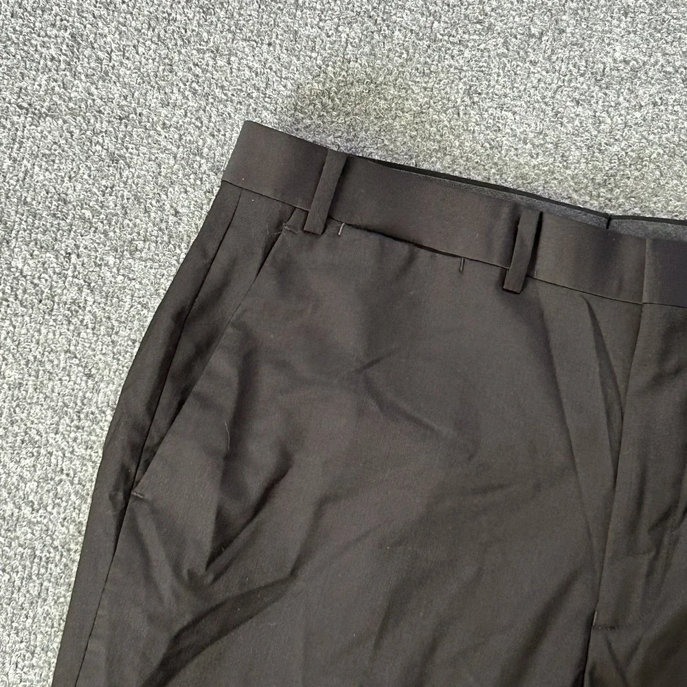 DKNY Pant Men 36 X34 Black Wool Blend Stretch Flat Front Trouser Suit Separate 1